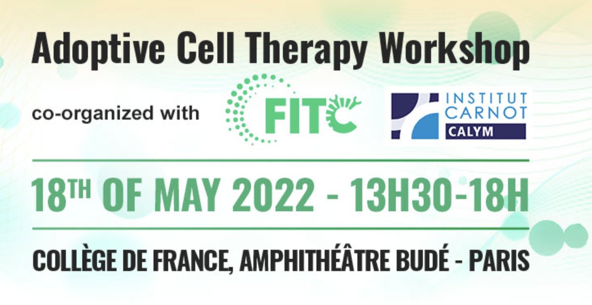 Société Française d'Immuno-Thérapie du Cancer (@fitc_cancer) on Twitter photo #Workshop FITC and <a href="/CarnotCALYM/">Inst. Carnot CALYM</a> : voici le programme final! bit.ly/3kX0S8J
Il vous pouvez encore vous inscrire et il reste encore quelques jours pour soumettre un abstract !
inscriptions: bit.ly/3P0sbfR #Workshop FITC and <a href="/CarnotCALYM/">Inst. Carnot CALYM</a> : voici le programme final! bit.ly/3kX0S8J
Il vous pouvez encore vous inscrire et il reste encore quelques jours pour soumettre un abstract !
inscriptions: bit.ly/3P0sbfR