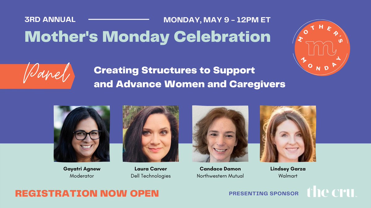 PathFWD's tweet photo. Join the movement! The 3rd annual Mother’s Monday event is just days away, on Monday May 9th. Learn how leading companies like Dell, Northwestern Mutual and Walmart are creating programs to support and advance moms and caregivers. Register now. https://t.co/5QwkoRgj40 https://t.co/sjBZsbYG1E