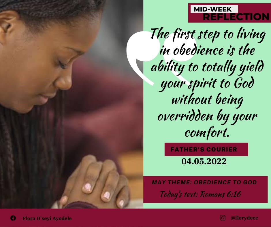 fatherscourier_'s tweet photo. #MidweekReflection
May Theme: Obedience to God
Today, 04.05.2022: ...WHOSE SERVANT YOU ARE๐
https://t.co/r5Yx9rzNA7 https://t.co/6yACV0dTkc