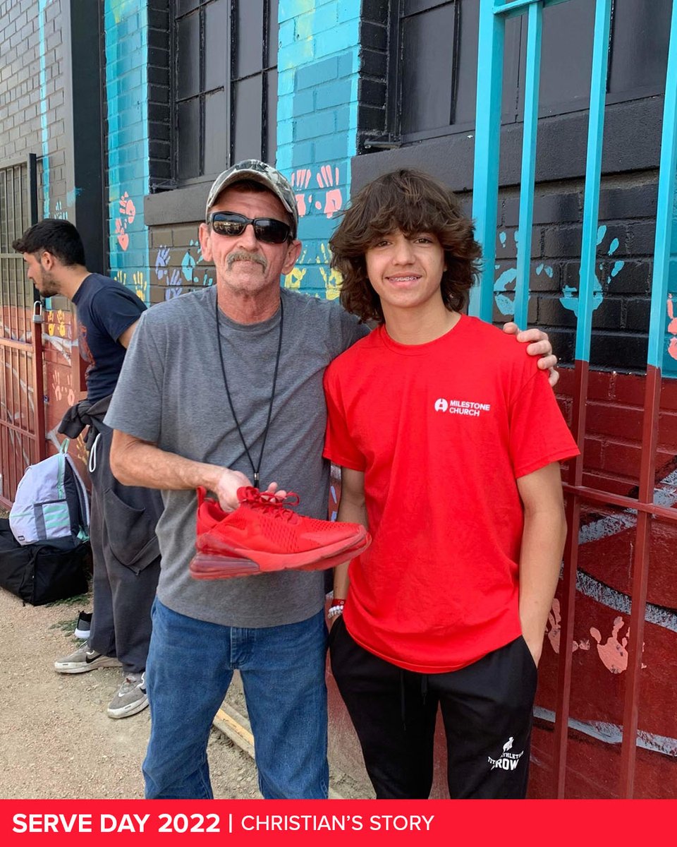 Christian participated in Serve Day by serving those experiencing homelessness in Fort Worth. While serving, Christian met a veteran and felt God nudge him to give the man his shoes. Christian, thank you for showing the love of Jesus and putting other's needs above your own!