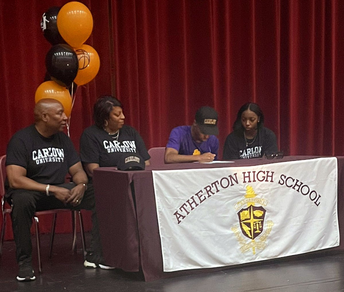 Congrats to <a href="/way2Jordan/">Jordan McClure</a> on signing with <a href="/CarlowMbb/">Carlow Men’s Basketball</a>! Proud of you! #RavenFamily #WeAreAtherton