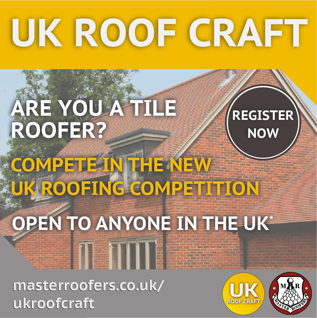 Are you a tile roofer? Compete in UK Roof Craft 2022!

Open to anyone in the UK over the age of 18*. 

REGISTER NOW at masterroofers.co.uk/ukroof-registr…

For more information, visit masterroofers.co.uk

#competition #competitionuk #roofing #roofinguk #ukroofing #roofer #rooferuk