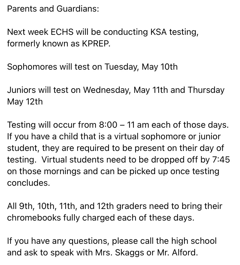 ECHS_Wildcats's tweet photo. Please read about next week… https://t.co/qYbKz08lfG