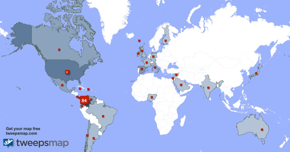 Mis seguidores viven en Colombia(84%),Estados Unidos(8%),España(1%) y más tweepsmap.com/!ajcastano