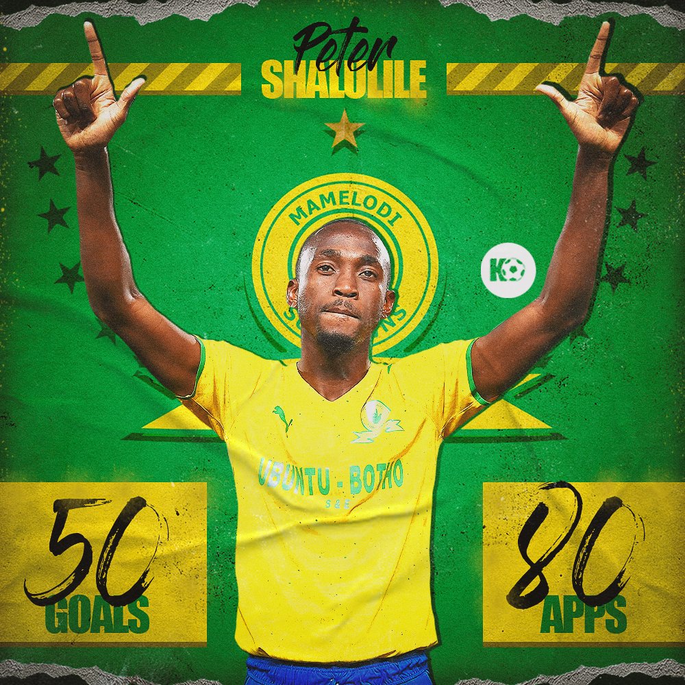 KickOffMagazine's tweet image. Peter Shalulile has become the fastest player to reach 50 goals for Mamelodi Sundowns in the PSL era, doing so in just 80 games! 🔥