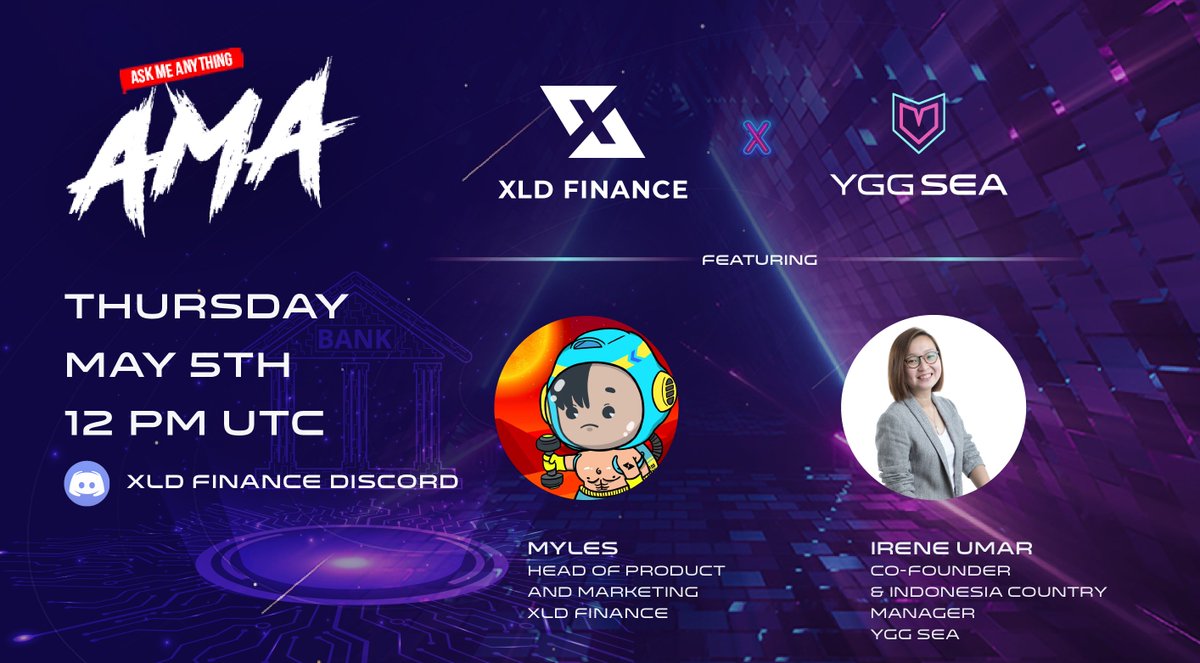 w3ggofficial's tweet photo. Save the date for our next AMA - this time with @XLDFinance tomorrow (5/5) at 12pm UTC! 

Don't forget to join our #YGGSEA Co-Founder @UmarIrene for another exciting AMA before our IDO 🙌

Get your questions ready and join us here: https://t.co/AhKFBTlvz2

#WeAreSEA #WeAreYGG https://t.co/Vcyob6lPXr