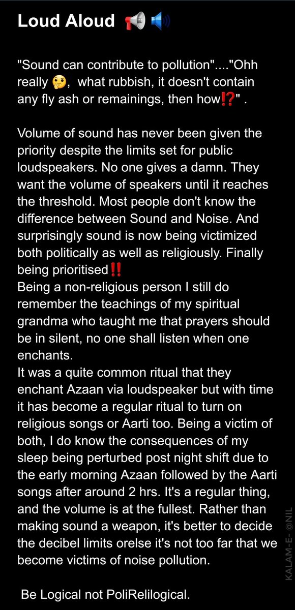 #LoudAloud📢🔊#loudspeakercontroversy @rishi7_roy @prateekpjjain @Arpan_speak @Suslovelygl