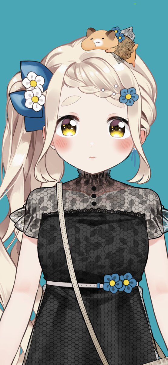 1girl flower dress hair ornament braided bangs long hair yellow eyes  illustration images