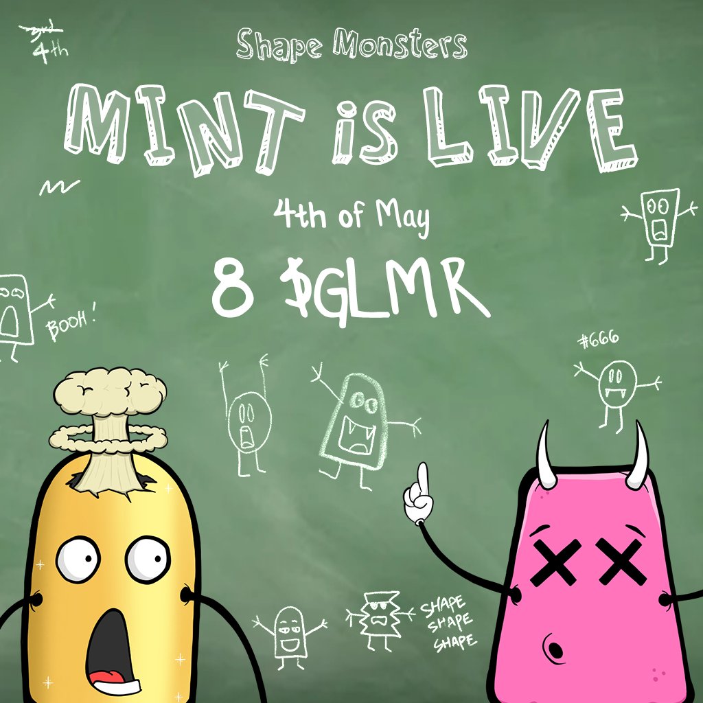 🚨Public Mint is live! 🚨
We are happy to announce that public mint just started, you can mint it on our web shapes.monster 
8 $GLMR
TofuNFT verified ✅
Lets go!! 🚀

#MintOfTheDay #NFTs #NFTCommuntiy #Moonbeam #PolkaDot