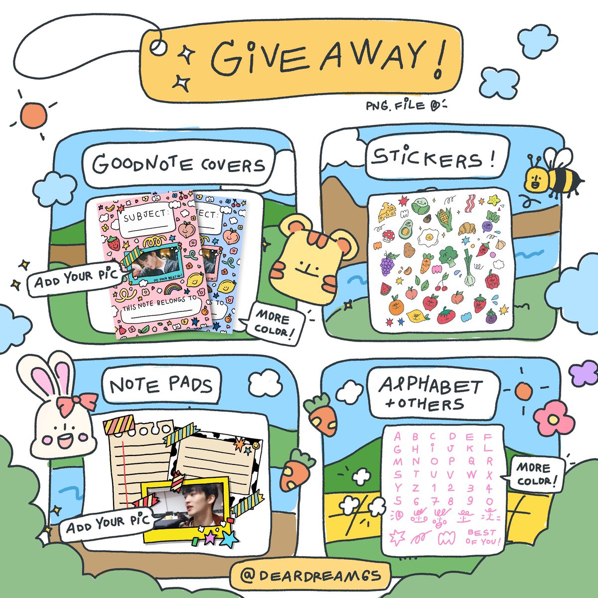 deardream65's tweet image. Pls ,rt 🫶🏻💕
ꕤ give away ﹆ ˚🖐🏻 ◞˚ₓ 🌐 ⁕
goodnotes covers 20+ files
png stickers 36+ files
note pads 10+ files
alphabet 6 colors
do not use in commercial purpose 🧃
click the link below 👇🏻
drive.google.com/drive/folders/…
#แจกpng #goodnotes