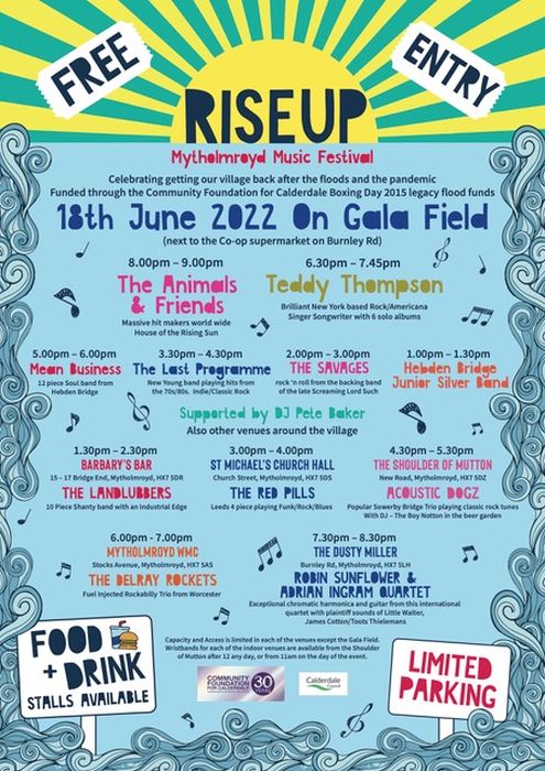 Date for Your Diaries; Saturday 18th June - 'Rise Up' music festival in Mytholmroyd. FREE entry. 😃 #VisitCalderdale #CultureDale