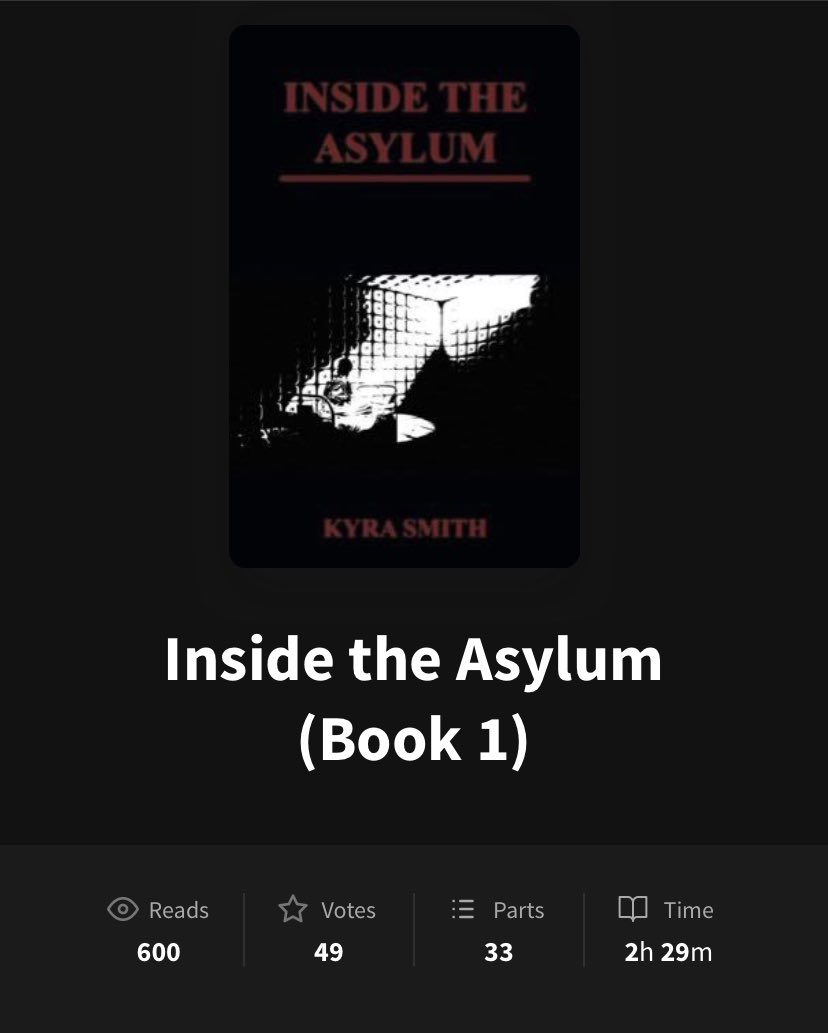 KyraSmi98160922's tweet photo. Officially hit 600 reads!
Thank you so much to everyone who has read #insidetheasylum on @wattpad it honestly means so much! So excited to continue sharing my writing with you all!
#wattpad #600reads #thankyou #insidetheasylum #insidetheasylumseries #novel #novelwriting https://t.co/jq1tiehyI9