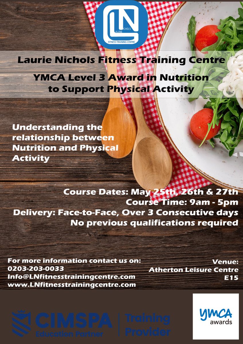 YMCA L3 Award in Nutrition to Support Physical Activity😊
No previous qualifications required!

 #nutrition #nutritioncourses #nutritionadvice #personaltrainer #healthylifestyle #healthiswealth