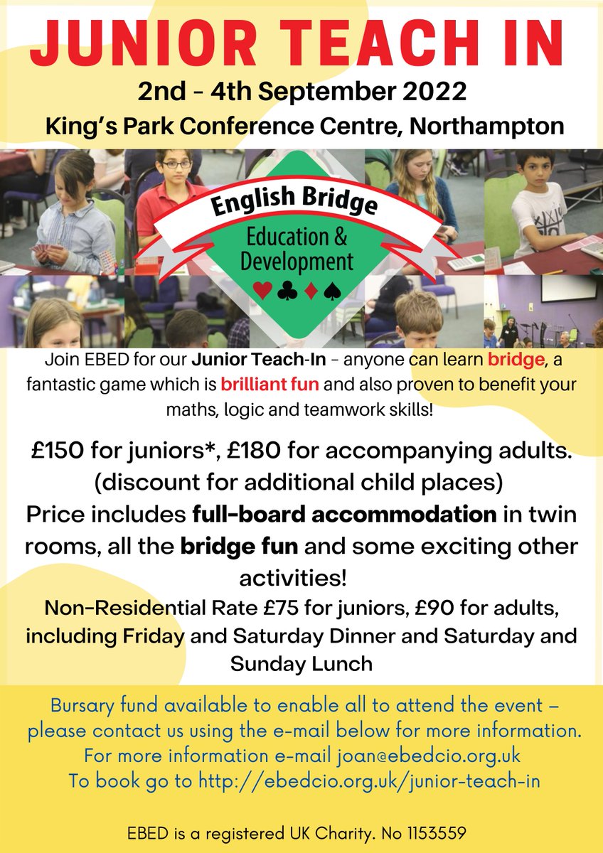 Our big "junior teach in" event is back this year. September 2nd-4th for kids and young adults. Learn to play or show off your expertise. All welcome whether complete beginner or budding expert. Adults too!
ebedcio.org.uk/junior-teach-in