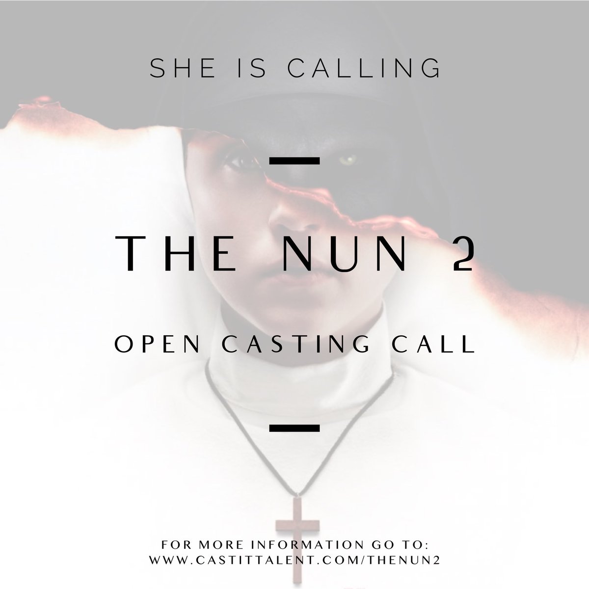 Your Prayers may be answered. #TheNun 2 open casting call. Follow the link for more info. castittalent.com/THENUN2 
Please share. #casting #castingcall #castingdirector #opencastingcall