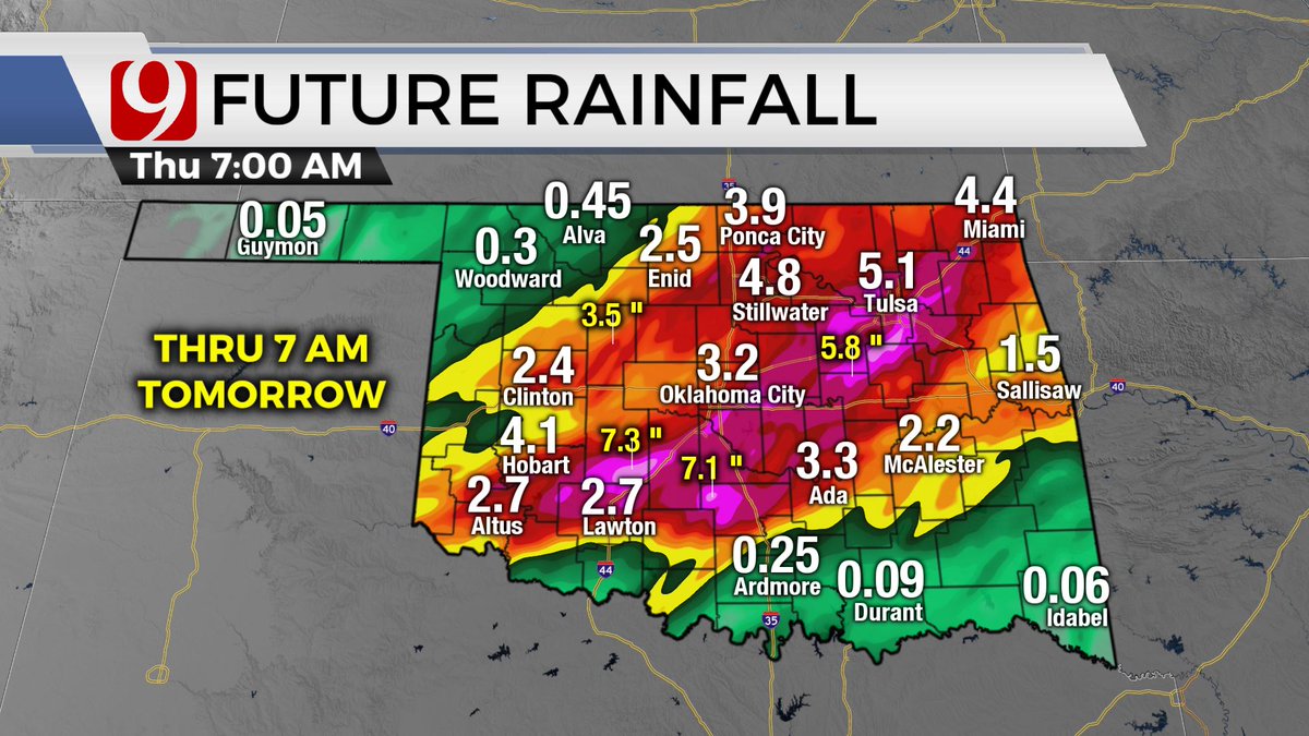 WET &amp; STORMY WEDNESDAY: Rain/storms move across the state in waves today &amp; tonight as the severe threat increases. Some areas of heavy rain will develop. Flooding rainfall  -locally up to 7" - will be possible with flash flooding. "TURN AROUND DON'T DROWN!"