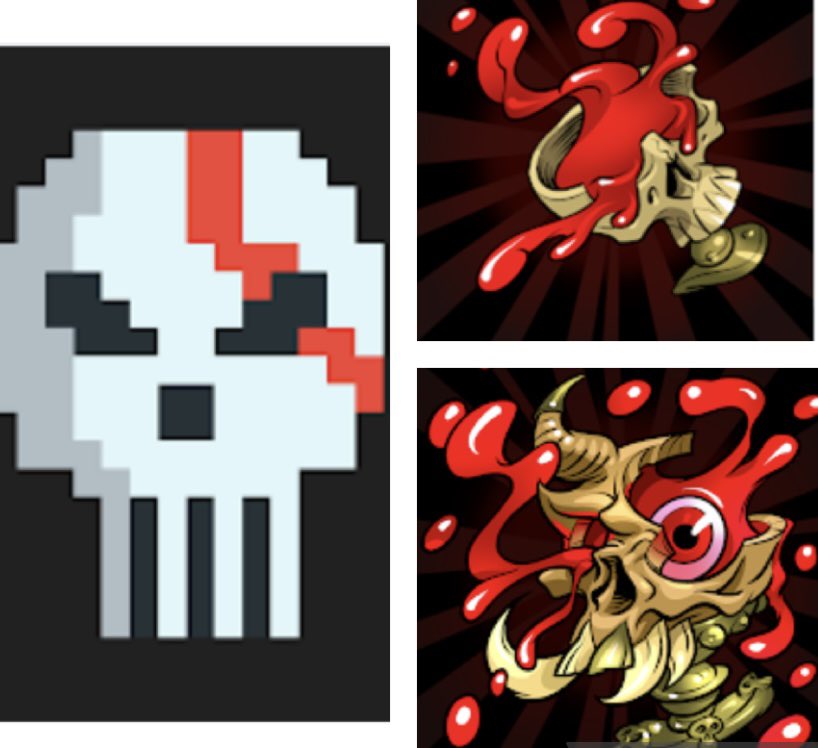 LivApe's tweet photo. Anyone looking for the legendary OG @Crypto_Skulls get at me. 
Selling this package with Demonic and Demon blood. 
#cryptoskulls #skulls @LeonidasNFT https://t.co/aTOcD23T2A