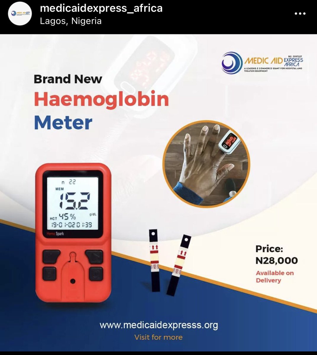 medicaidxpress's tweet photo. Hemo Spark - The portable & easy to use Hemoglobin meter for quantitative testing of haemoglobin & hematocrit in the blood, which delivers accurate and reliable results compared to all major standards.
#hemosaprk #hemoglobinmeter #Sensacore #healthcare #meddevice #anemia https://t.co/2BsN3fWhmn