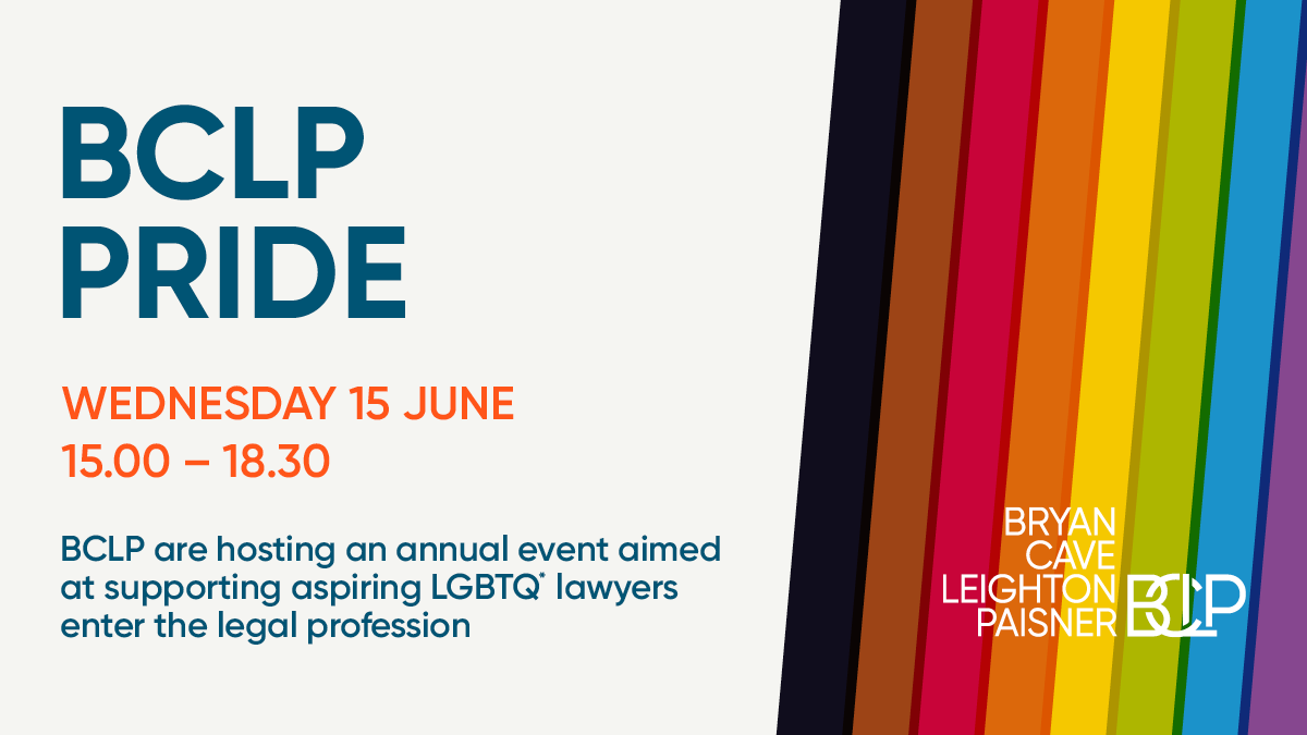 BCLP_Trainees's tweet photo. @BCLPlaw are delighted to announce that following on from our launch of BCLP Pride last year, we will once again host BCLP Pride in June 2022. The event is aimed at supporting LGBTQ+ aspiring lawyers to enter the legal profession.

https://t.co/i2frOOfYh7 https://t.co/SGXonu3cUR