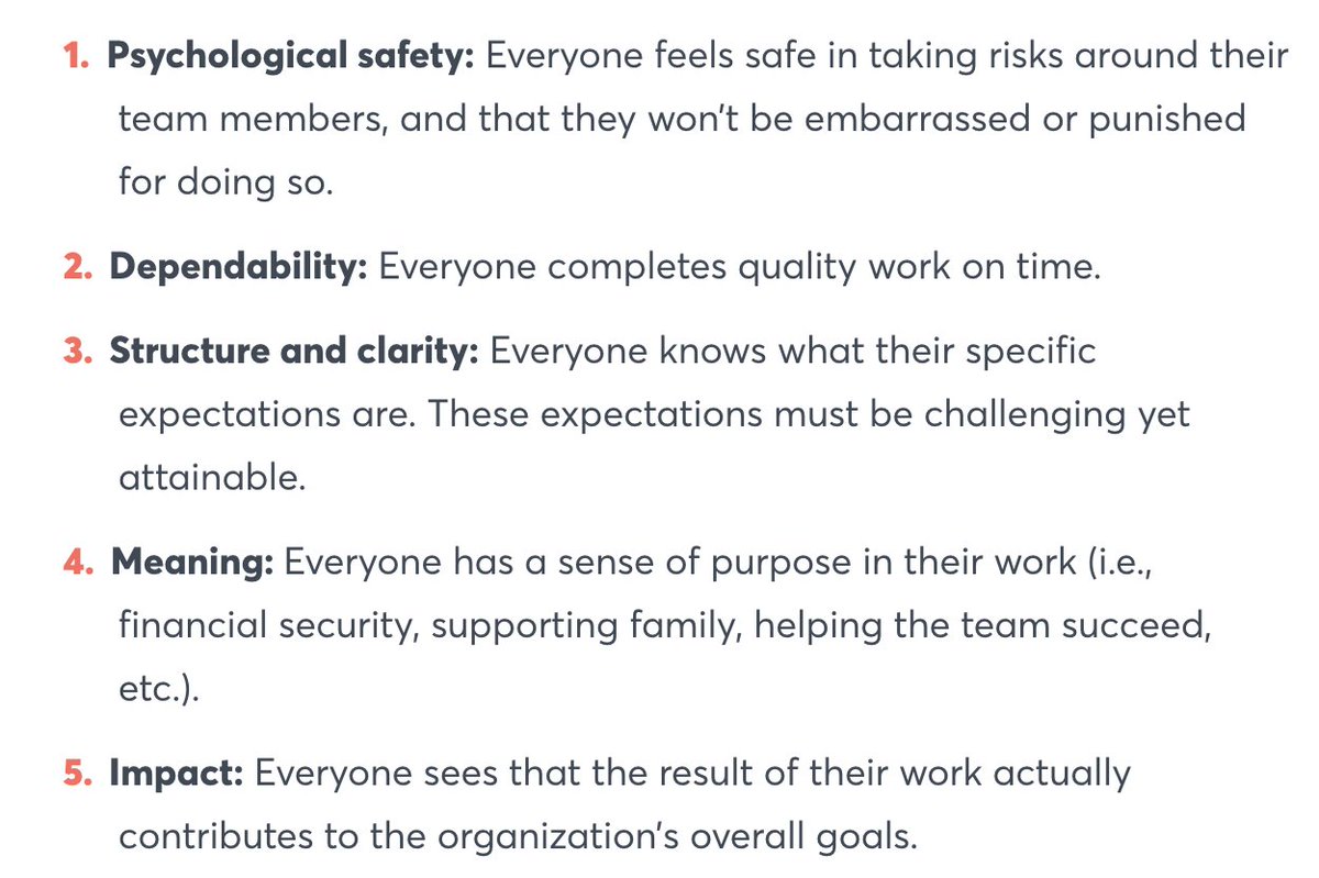 As a CxD team lead, I reflect a lot on what I can do to support my team, and making sure that everyone feels safe and motivated. 

These 5 characteristics are a good way to start your own reflection 👇 
cnbc.com/2019/02/28/wha…