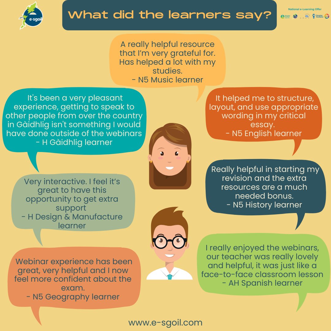 eSgoil's tweet photo. Thanks to all learners and staff for making e-Sgoil's Easter Study Support programme such a huge success! Remember that our Evening Webinar programme is still going. https://t.co/CujuPmv1Qn
#NeLO https://t.co/xMFPFh03Po