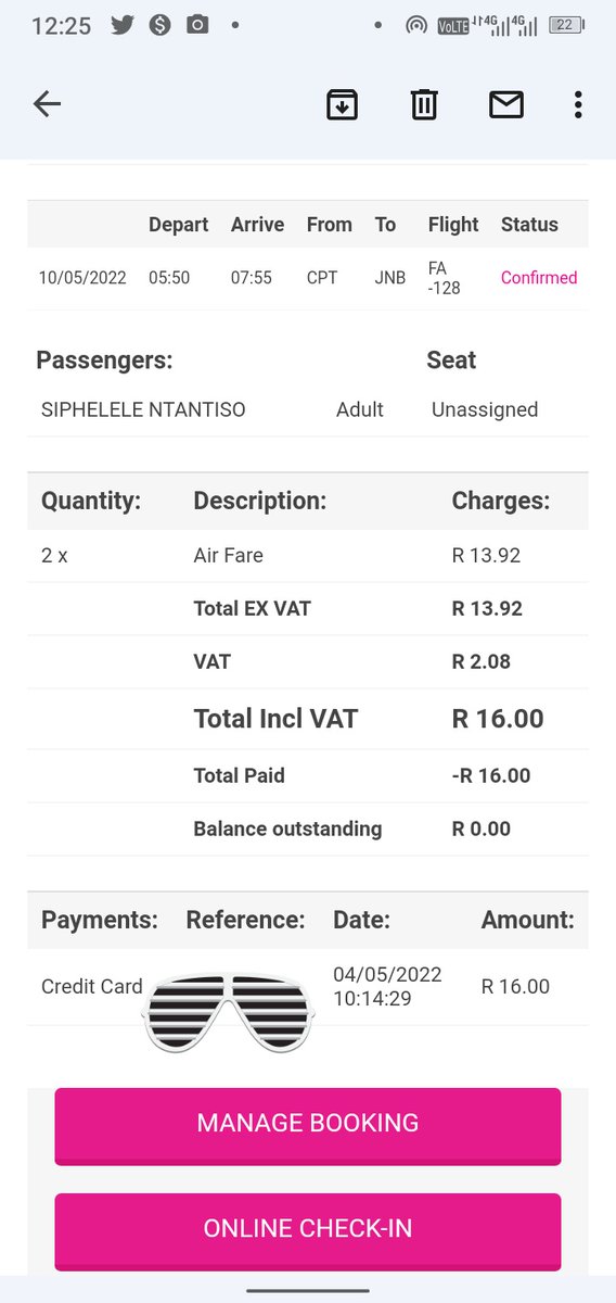 Spheh_EC's tweet photo. Thank You @FlySafair. Now gotta get one for my wife😄 kudala nisidla imali yethu yerrr 😄😂 #FlySafair #FlySafairR8 https://t.co/JSBgmAcAvf