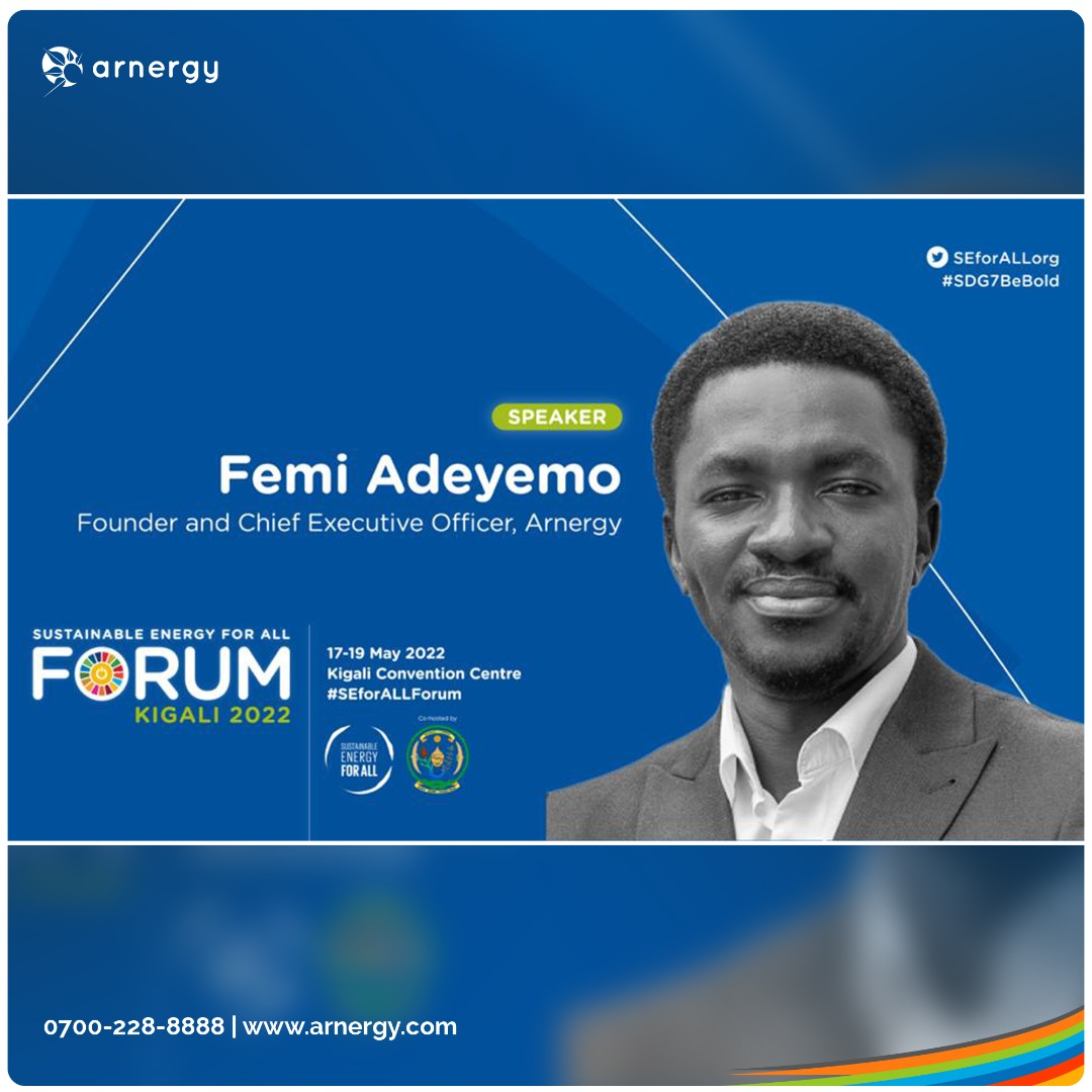 arnergy's tweet photo. Solar energy is finding its way into various economies and countries. 

Join our Founder and CEO, Femi Adeyemo and other global industry leaders at the "Sustainable Energy for All Forum" in Kigali, Rwanda from 17 - 19 May, 2022. 

#GoSolarChooseArnergy #NationaGrid #NoFuel https://t.co/E5z8rlLWf8