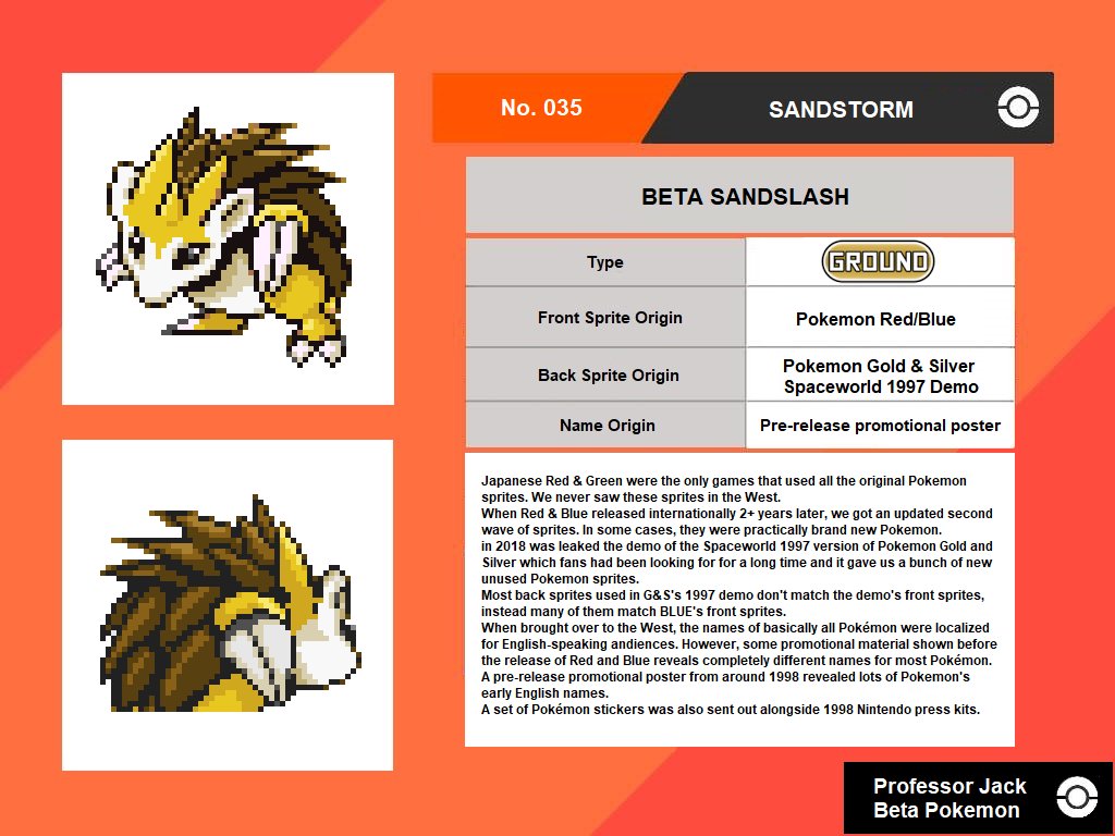 Professor_Jack_'s tweet photo. Sandstorm, beta Sandslash
#sandslash #pokemon #pokémon #pocketmonsters #pokedex #capsulemonster #capsulemonsters #pokemonbeta #betapokemon #blastoise #pokemongoldbeta #helixchamber #pokemonleaks #spaceworld1997 #spaceworld97 #lostpokemon #scrappedpokemon #missingno https://t.co/UHh4C4lp6r