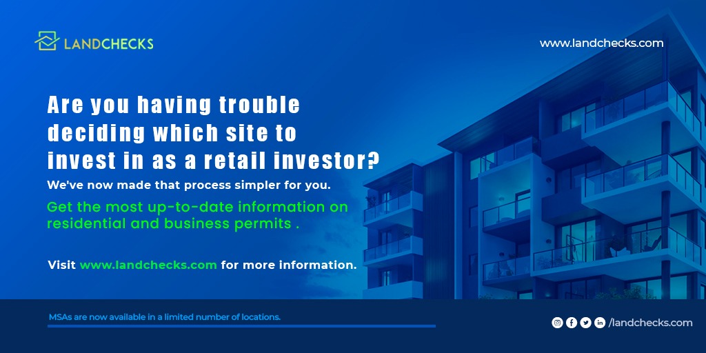 LandChecks's tweet image. Are you having trouble deciding which site to invest in as a retail investor?
We've now made that process simpler for you.
Get the most up-to-date information on residential and business permits .
Visit landchecks.com for more information.