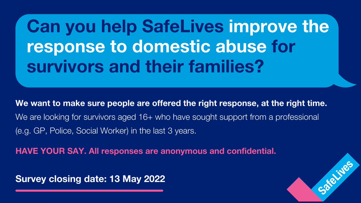 📢Have you sought support from a professional (e.g. Doctor, Police, Social Worker, Domestic Abuse Advisor) in the last 3 years? 
Help us improve the response to Domestic Abuse  for survivors &amp; their families - take part in this survey 👇
surveymonkey.co.uk/r/PJ5HSTK
#DomesticAbuse