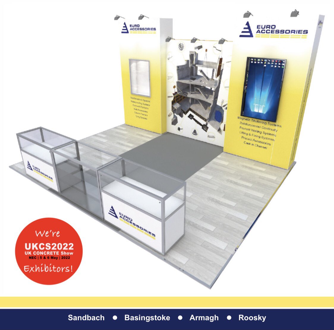 We are looking forward to seeing you all tomorrow at the NEC in Birmingham for The UK Concrete show 2022!!
 
Our team will be exhibiting on stand 113, see you there! 
 
#euroaccessoriesltd #buildingbetter #concreteshow #UKCS2022 #euroacc #concrete 
#countdown #exhibiting