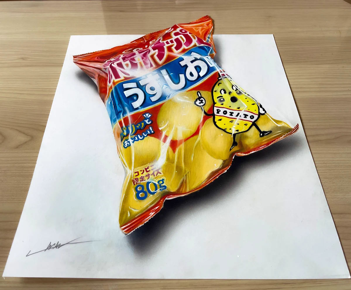 どこからどう見ても本物！色鉛筆で描いたポテトチップスが話題沸騰！