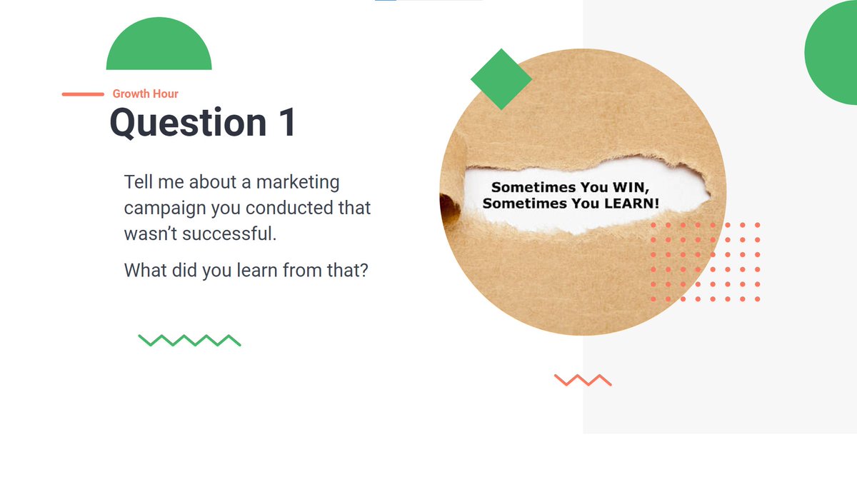 explore_wp's tweet photo. Growth Hour!!

Question 1

Tell me about a marketing campaign that wasn't successful. What did you learn from that?

#GrowthHour #EXW #ExploreWordPress #Marketing #experience https://t.co/8ewJoaHRTE
