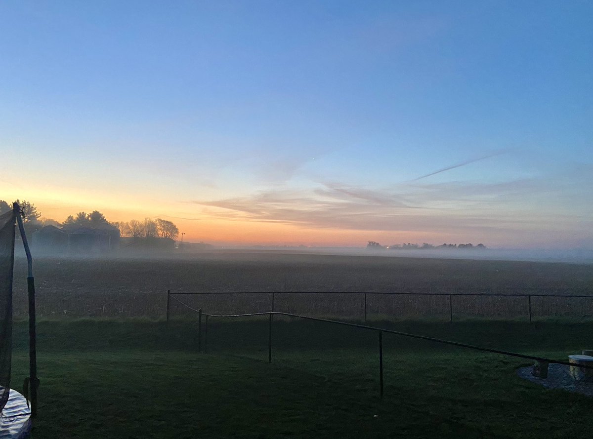 One of my favorite things about Iowa: my backyard view of sunrises with low-lying fog clouds over the cornfields. #whyIowa #whynotiowa <a href="/uiowa/">University of Iowa</a> <a href="/uiowaeye/">UIowa Eye</a>