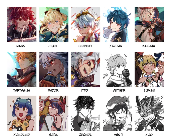 All of the genshin characters that I've drawn...
Well that's quite a bit more than I expected 😂

#GenshinImpact 