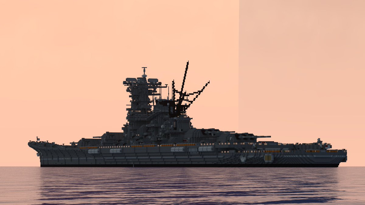 AFDF_Minecraft's tweet image. 【他海軍艦艇紹介】
ー瑞穂皇国海軍　瑞穂型粒子力ミサイル戦艦ー

瑞穂皇国海軍最大の水上戦闘艦
その性能は他国の同クラスと比べても遜色がなく、瑞穂海軍の象徴となっている

#Minecraft軍事部 
#minecraft建築コミュ 
#架空艦