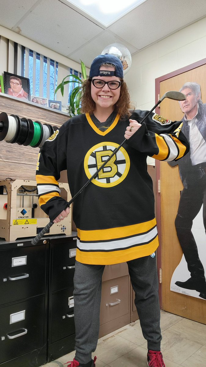 JCollinsMA's tweet photo. It is a big day today! For #seniorspiritweek, I give you #AdamSandlerDay AKA #HappyGilmore π€£ ... but underneath that #BobbyOrr jersey, I have my #StarWars shirt for #StarWarsDay! #MayTheFourthBeWithYou #geekyshirtfriday #geekyteacher @MHShornets @MansfieldSchool #learnyouwill https://t.co/vRDgSaJZk2