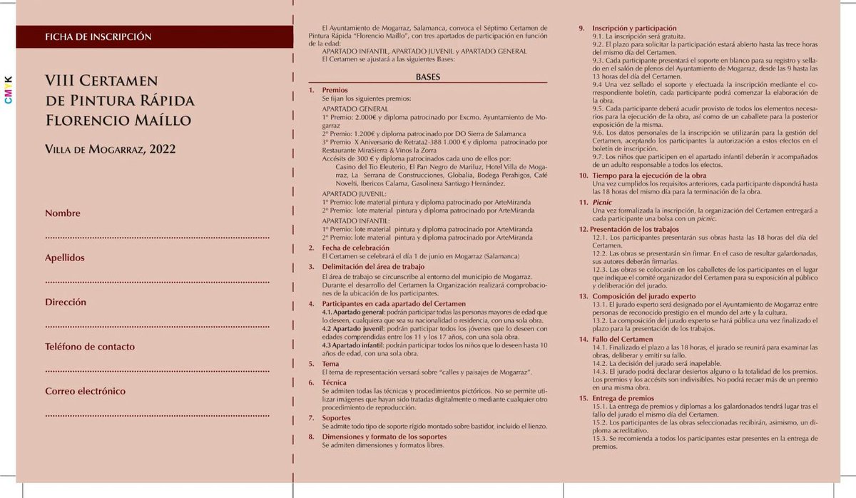 mogarraz_ayto's tweet photo. CONVOCADO EL VIII CERTAMEN DE PINTURA RÁPIDA "FLORENCIO MAÍLLO". SÁBADO 4 DE JUNIO DE 2022 EN #Mogarraz https://t.co/iSmepimvxH