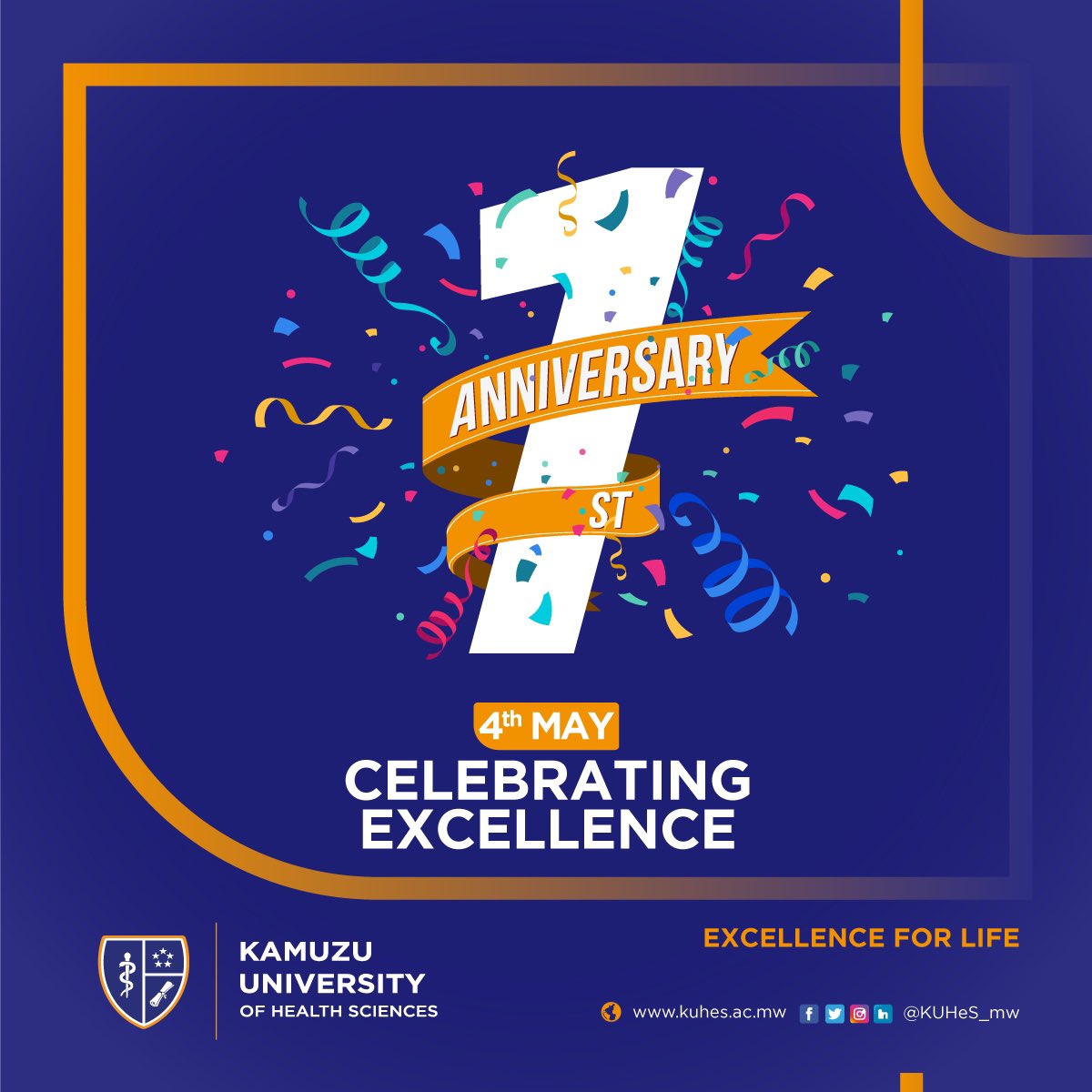 As we turn a year old today, we are thankful for those who have enabled us to grow  &amp; become a University. This is a time to reflect on how far we have come &amp; look ahead to a brighter future. 
Here’s to more Excellence for Life!
<a href="/KUHeS_Nursing/">KUHeS - School of Nursing</a> <a href="/health_malawi/">Ministry of Health, Malawi</a>  <a href="/MalawiGovt/">Malawi Government🇲🇼</a>