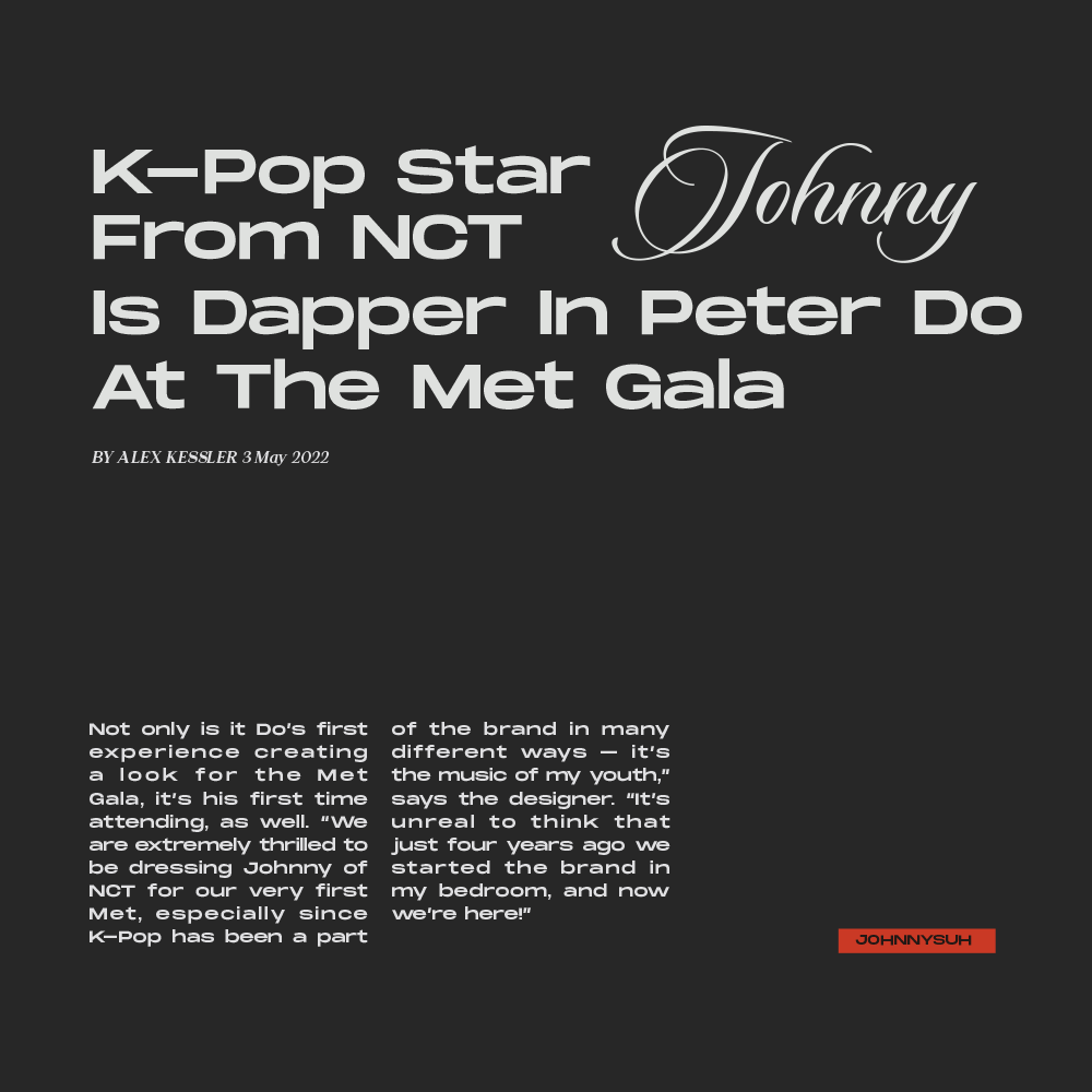 K-Pop Star Johnny From NCT Is Dapper in Peter Do at the Met Gala