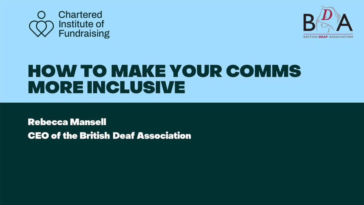 This #DeafAwarenessWeek we've released a short video featuring our trustee @beccytad which discusses how to improve the inclusiveness of your fundraising events & campaigns as well as your recruitment strategy & workplace culture. You can watch it here: youtu.be/5ADxibrzPPw