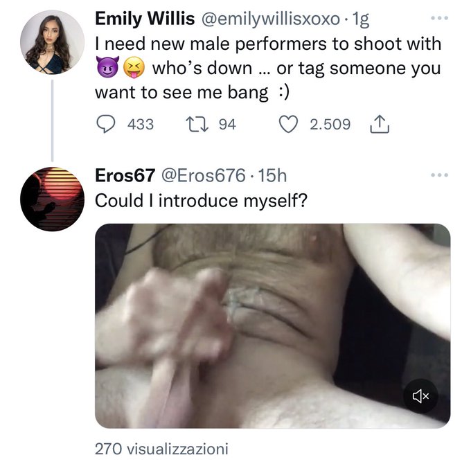 1 pic. ?UNBELIEVABLE! INCREDIBILE!

@emilywillisxoxo, Queen of #pornstars, likes my #Cock!?

A #EmilyWillis