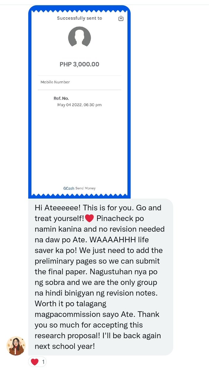 This client gave me a huge tip! I made their research proposal, and almost one week ko din ginawa. Hindi naman ako nahirapan since sobrang dali lang n'ya kausap, tapos sobrang bait n'ya din. Thank you so much po for being kind and generous! I'll work harder pa for my clients! 🥹