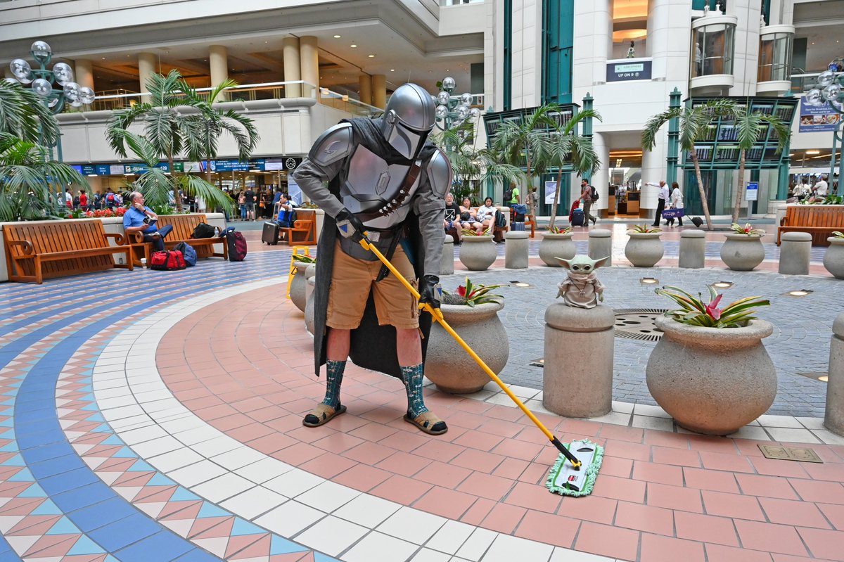MCO's tweet photo. Need to tidy up? You don't need to beat anyone in combat to wield a Swiffer.
Need some fuel? He can make it warm or he can make it cold. 
Need directions? This is the way. https://t.co/ZW7zU9J5YG