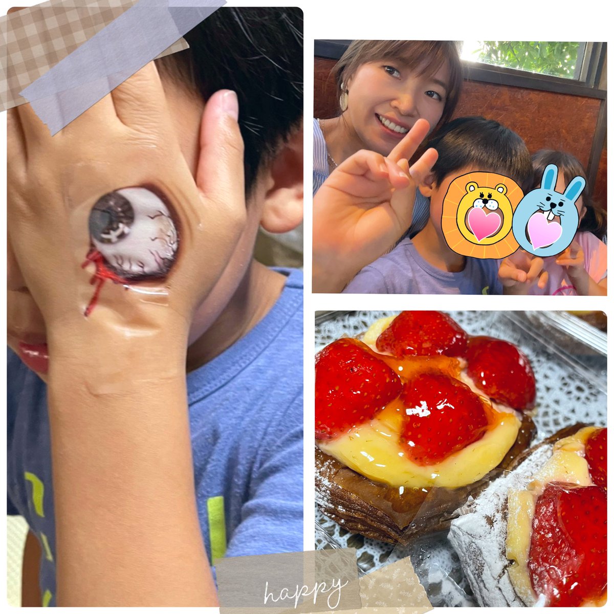 sana0830sana's tweet image. 甥っ子&amp;amp;姪っ子と♬
こいのぼり🎏からの〜ゾンビごっこ💦
いただいたパン美味しかった😋💕
今日もめちゃくちゃ走って遊んだぞ♬
#こいのぼり #ゾンビごっこ #目玉シール
#ビール飲んだ後のかけっこはマジ勘弁🧟‍♀️