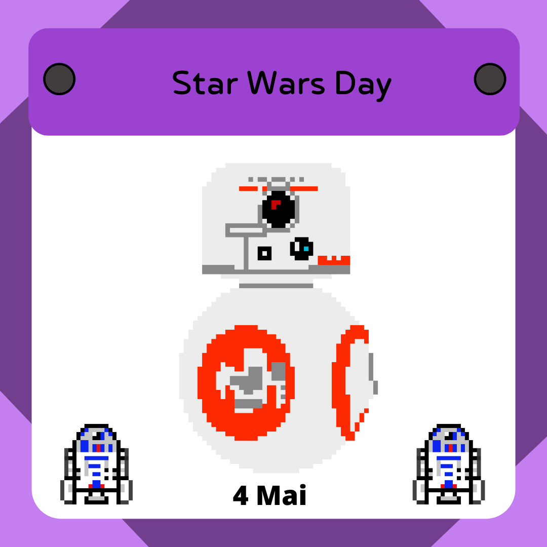 Joyeuse Star Wars Day et que la force soit avec vous ! 
#MayTheFourthBeWithYou 

#graphisme #piskel #BB8 #R2D2 
#starwarsday