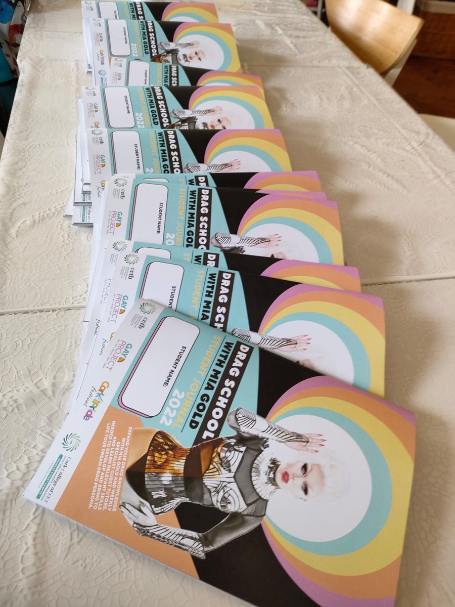 GayProjectIRL's tweet photo. Our Student Journals have arrived! Getting ready for Drag School tomorrow 🥰
If you'd like to be added to the waiting list for next term email Konrad@gayproject.ie 

@CorkETB @corkpride @DouglasSt_CCFET https://t.co/M9eZEVmmNm