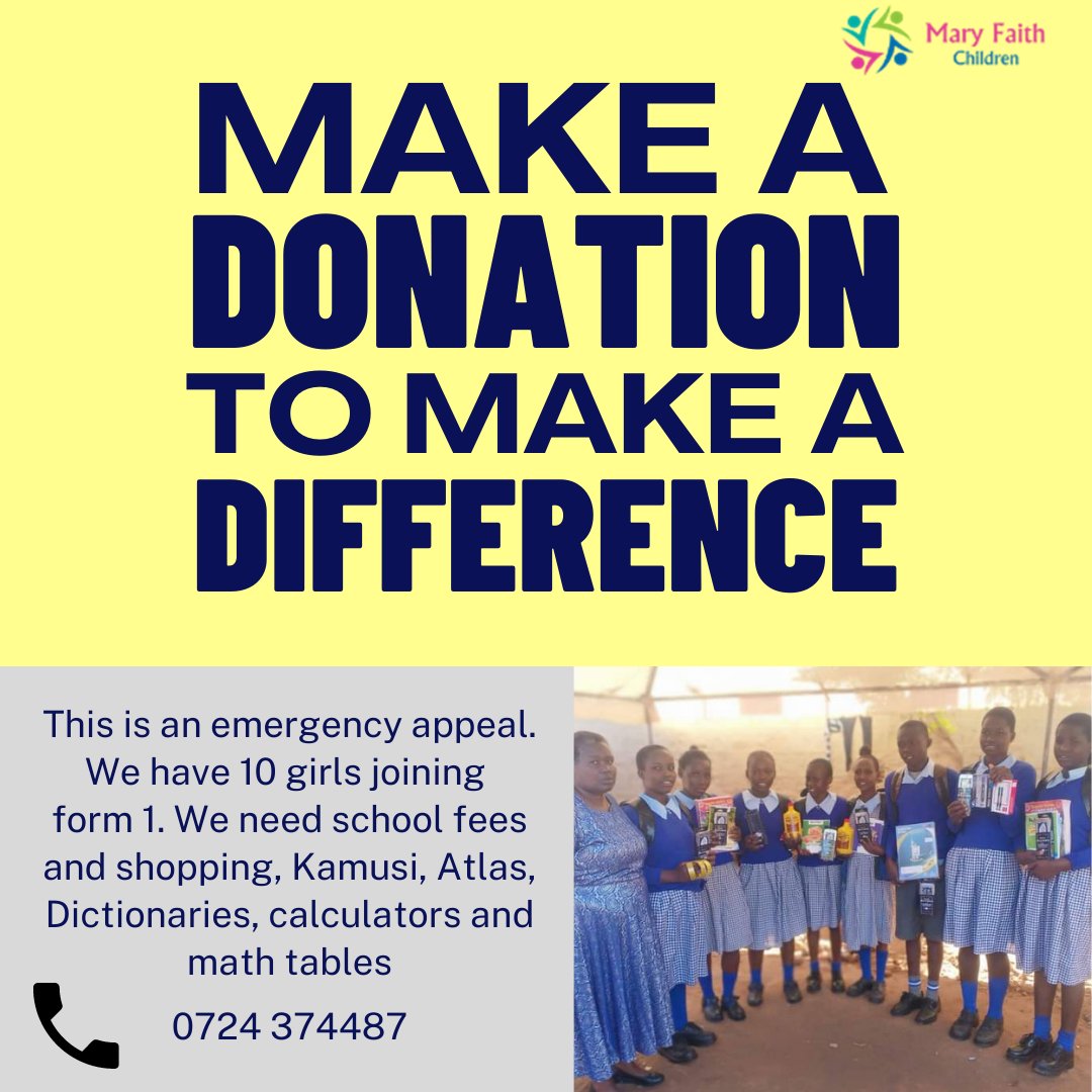 Urgent appeal. 

Please share this poster and let's get this girls to school. 

Call or M-pesa the number in the poster. Your kind donations will be appreciated. 

#school #backtoschool #education #humanright #childrensright #formone #highschool #donate #food #stationery