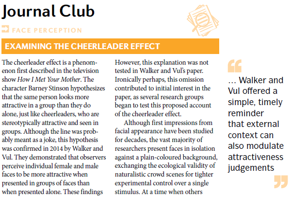 In this #JournalClub, <a href="/DrDanCarragher/">Dan Carragher</a> of <a href="/UniofAdelaide/">Uni of Adelaide</a> describes a 2014 paper by Walker &amp; Vul on first impressions from facial appearance.

go.nature.com/3KPGNvy