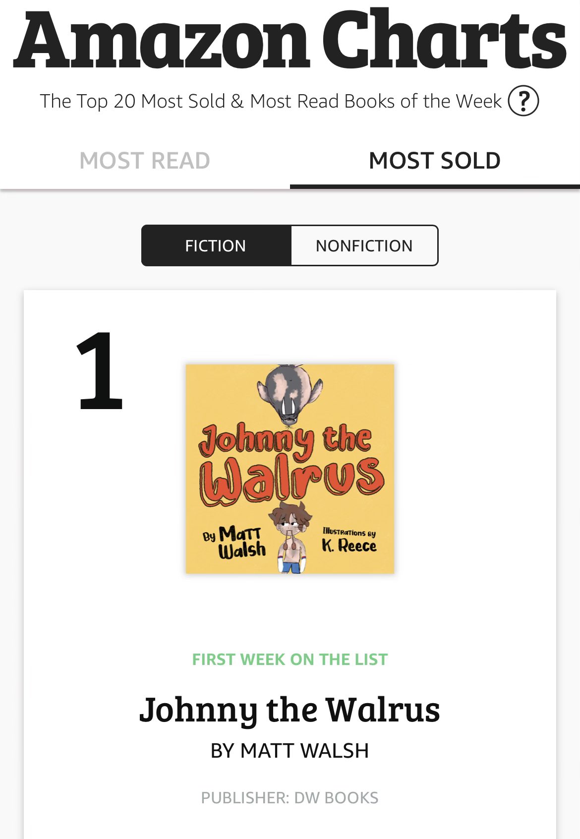 Best Selling Biologist Matt Walsh on Twitter: "Johnny the Walrus was